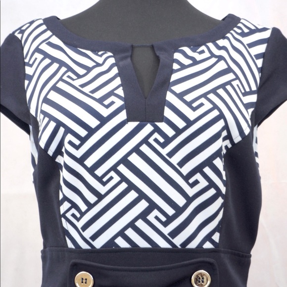 Perfect Navy Work Dress with Cute Detail - Picture 2 of 6